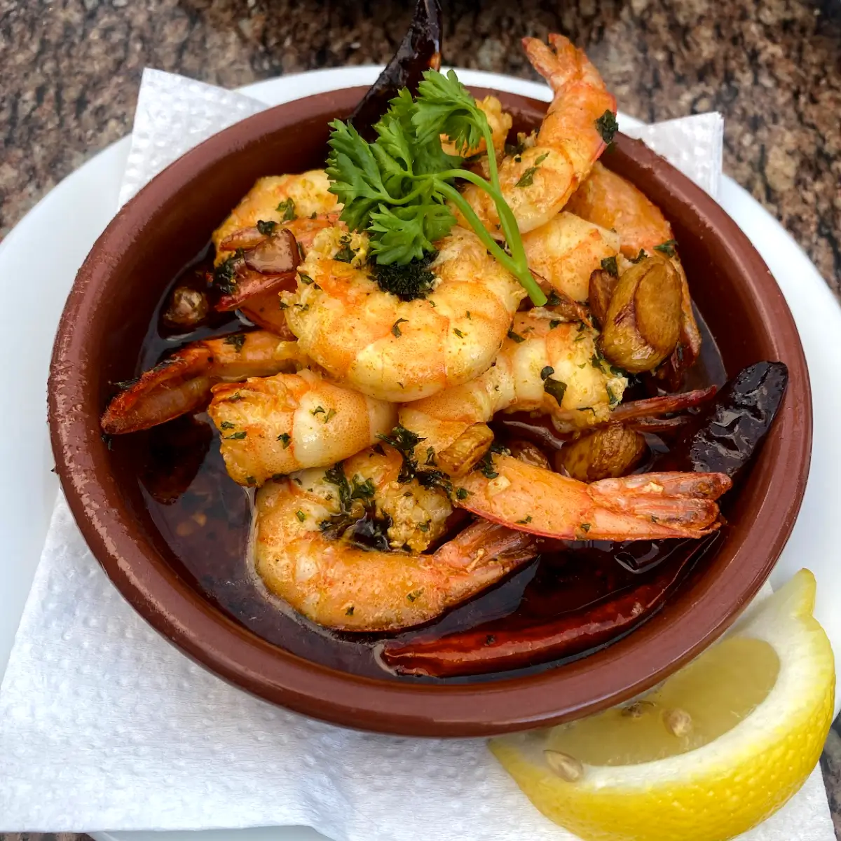 Shrimp Spanish tapas at Costa Brava.