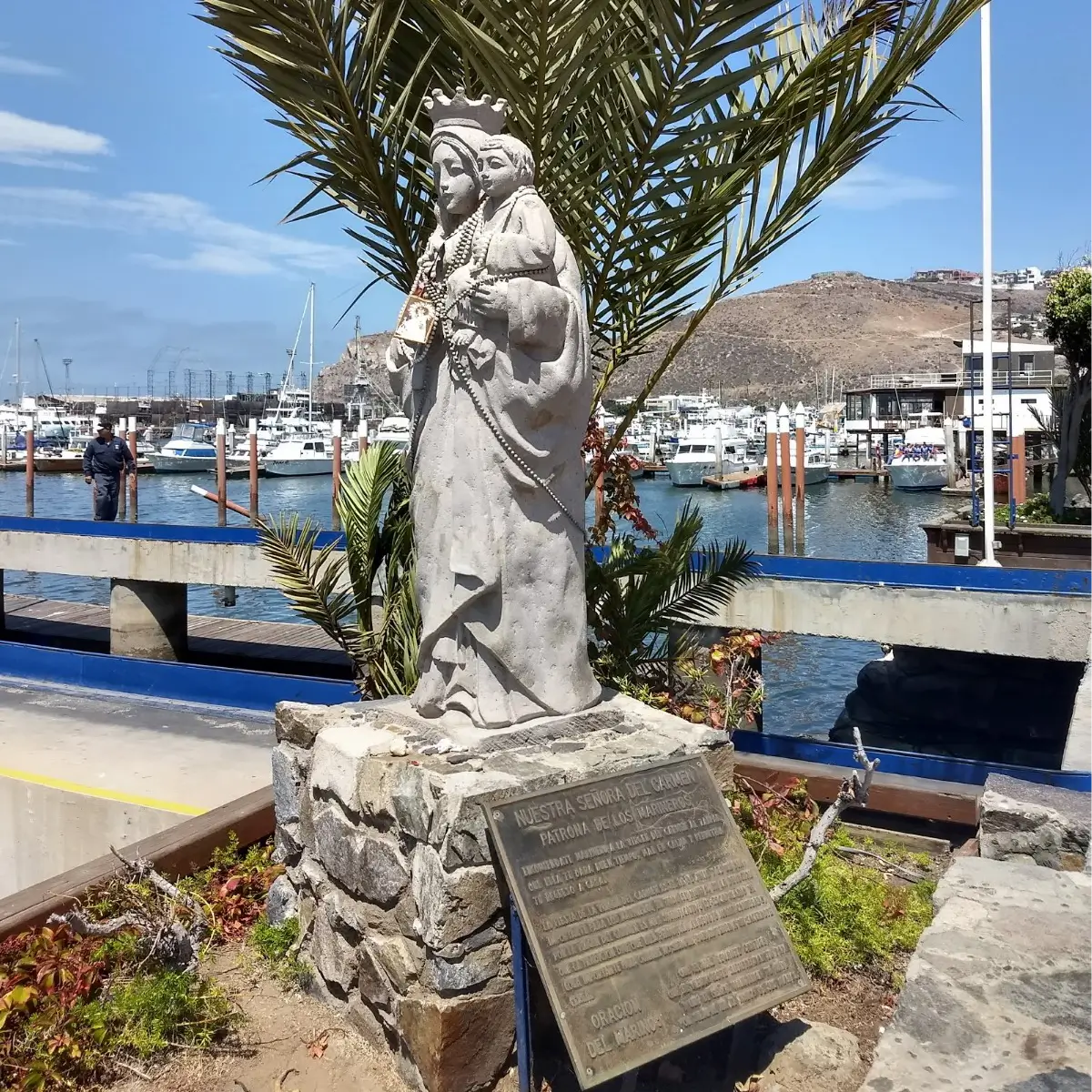 A statue of Nuestra Señora del Carmen at the docks in Ensenada.
