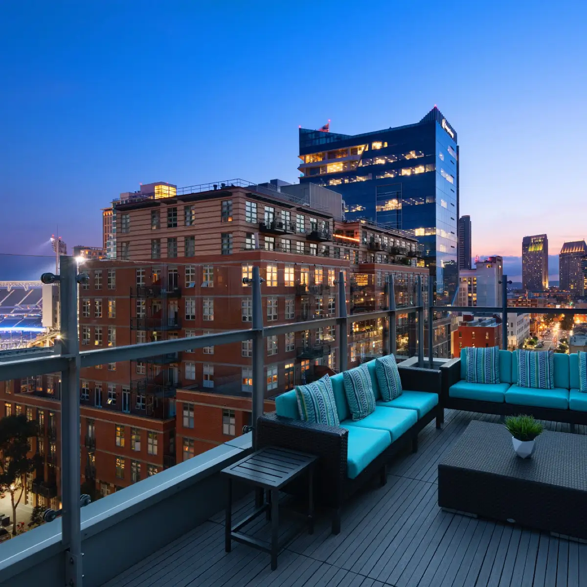 The view from the rooftop at Hotel Indigo in San Diego