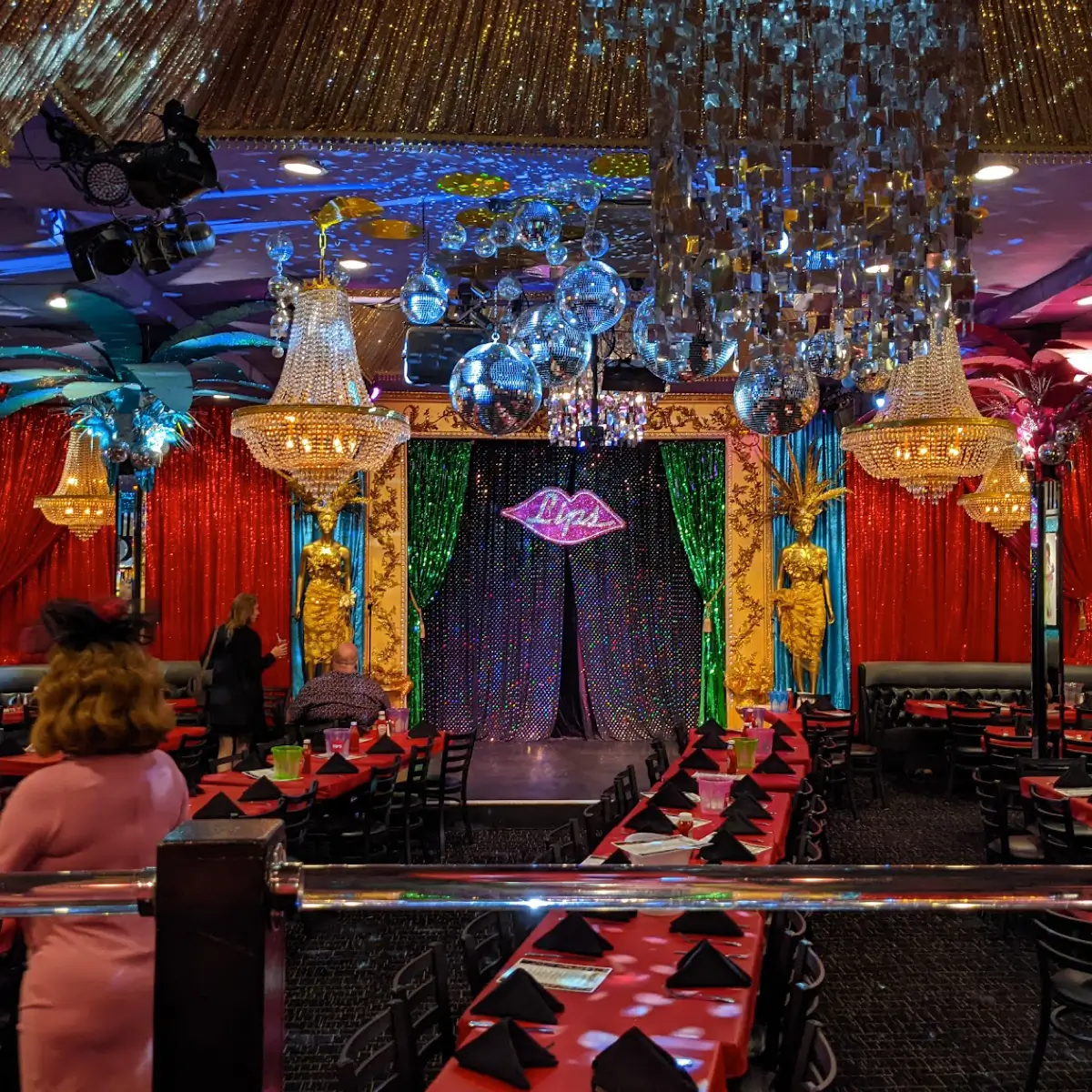 The drag stage at LIPS LGBTQ+ bar