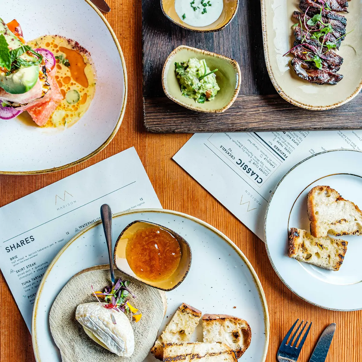 A few different plates at brunch hot spot Madison. 