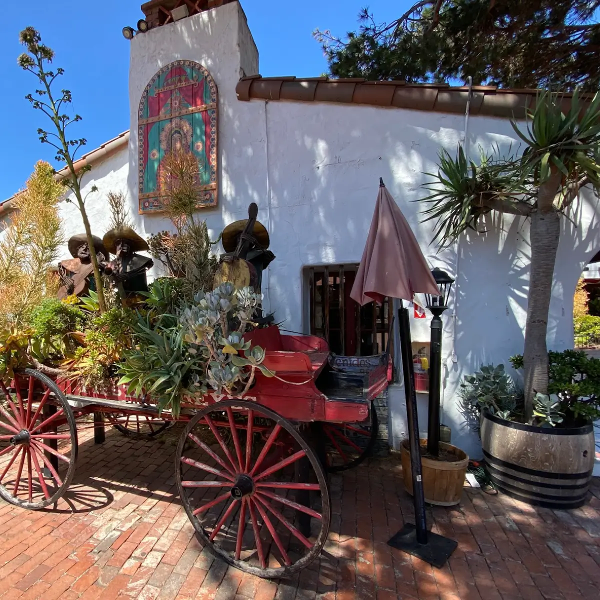 A local business with wagon in front in the heart of Old Town San Diego. 