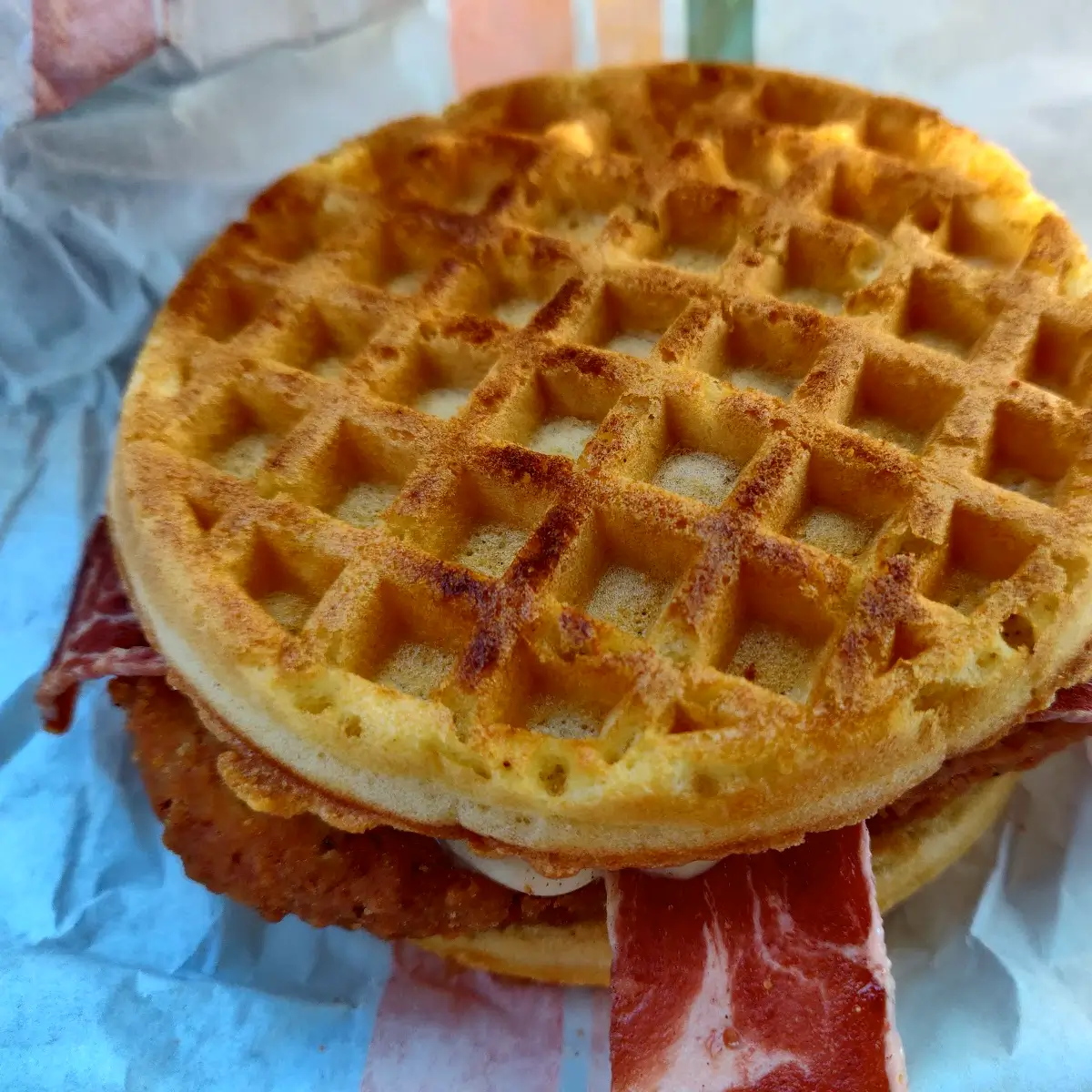 A waffle sandwich from Plant Power.