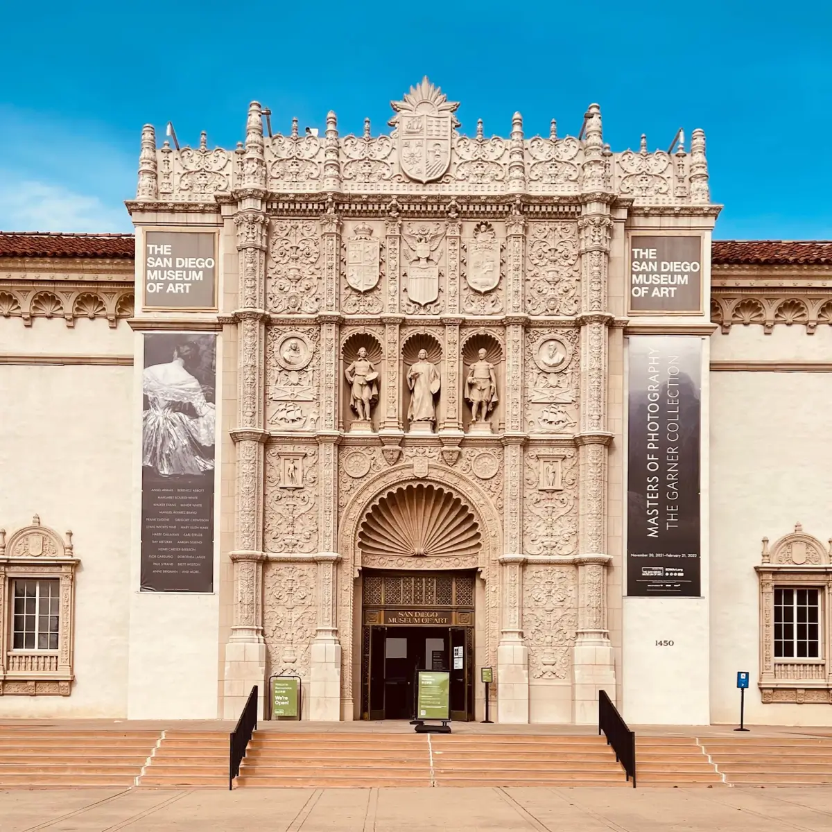 The exterior of the San Diego Museum of Art in the center of Balboa Park. 