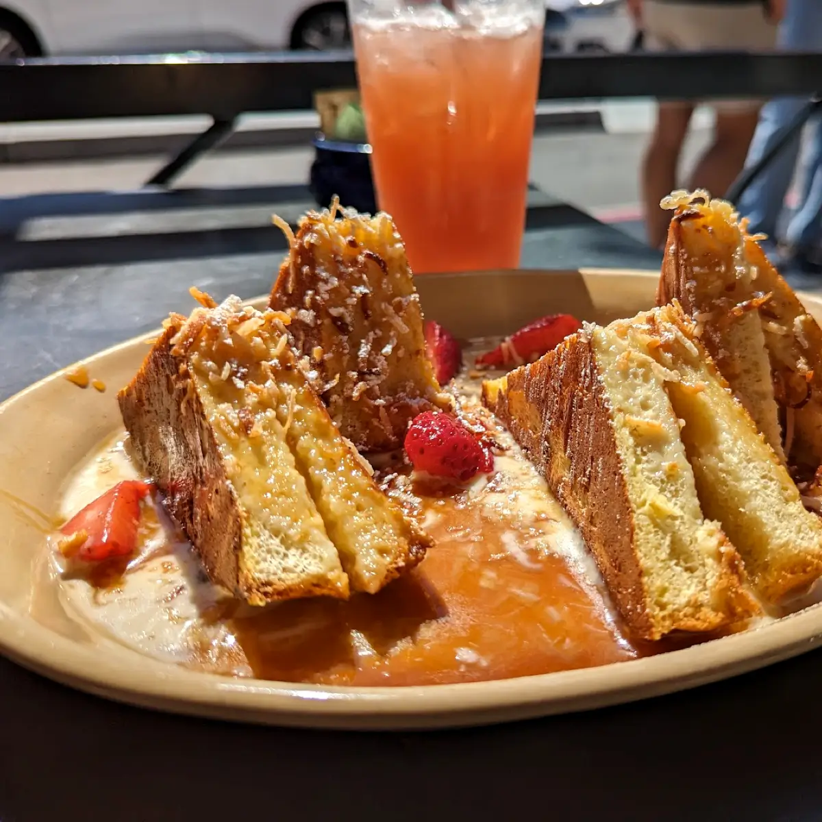 French toast with strawberries at Snooze Eatery. 